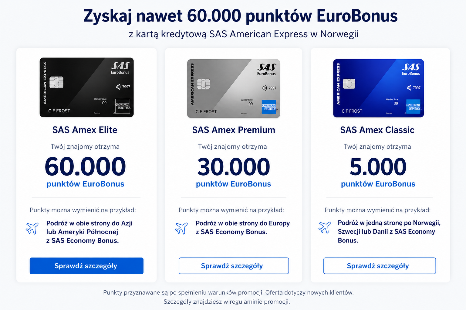 Ekstra EuroBonus z kartą kredytową SAS AmEx w Norwegii | localmarket.no