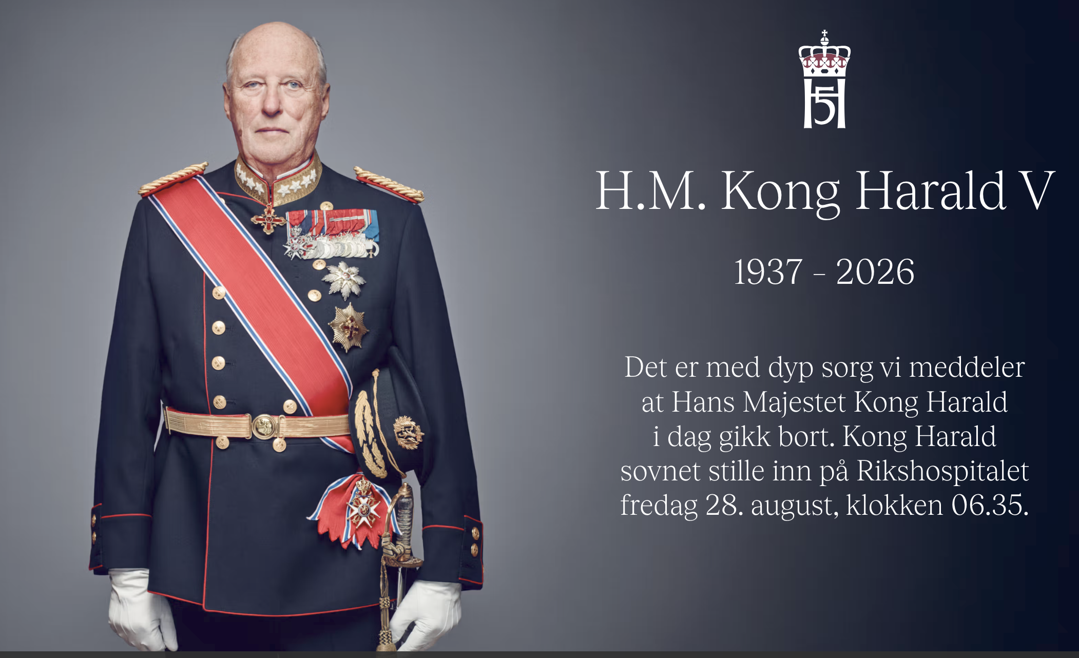 Nie żyje król Norwegii Harald V. Tron obejmuje Haakon VIII | localmarket.no